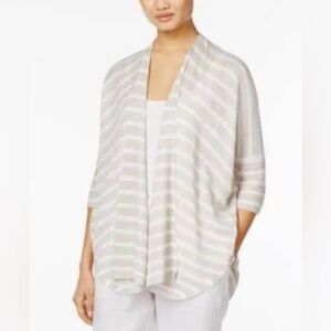 Women's Eileen Fisher Oversized Organic Linen Knit Stripe Cardigan Sweater L/XL